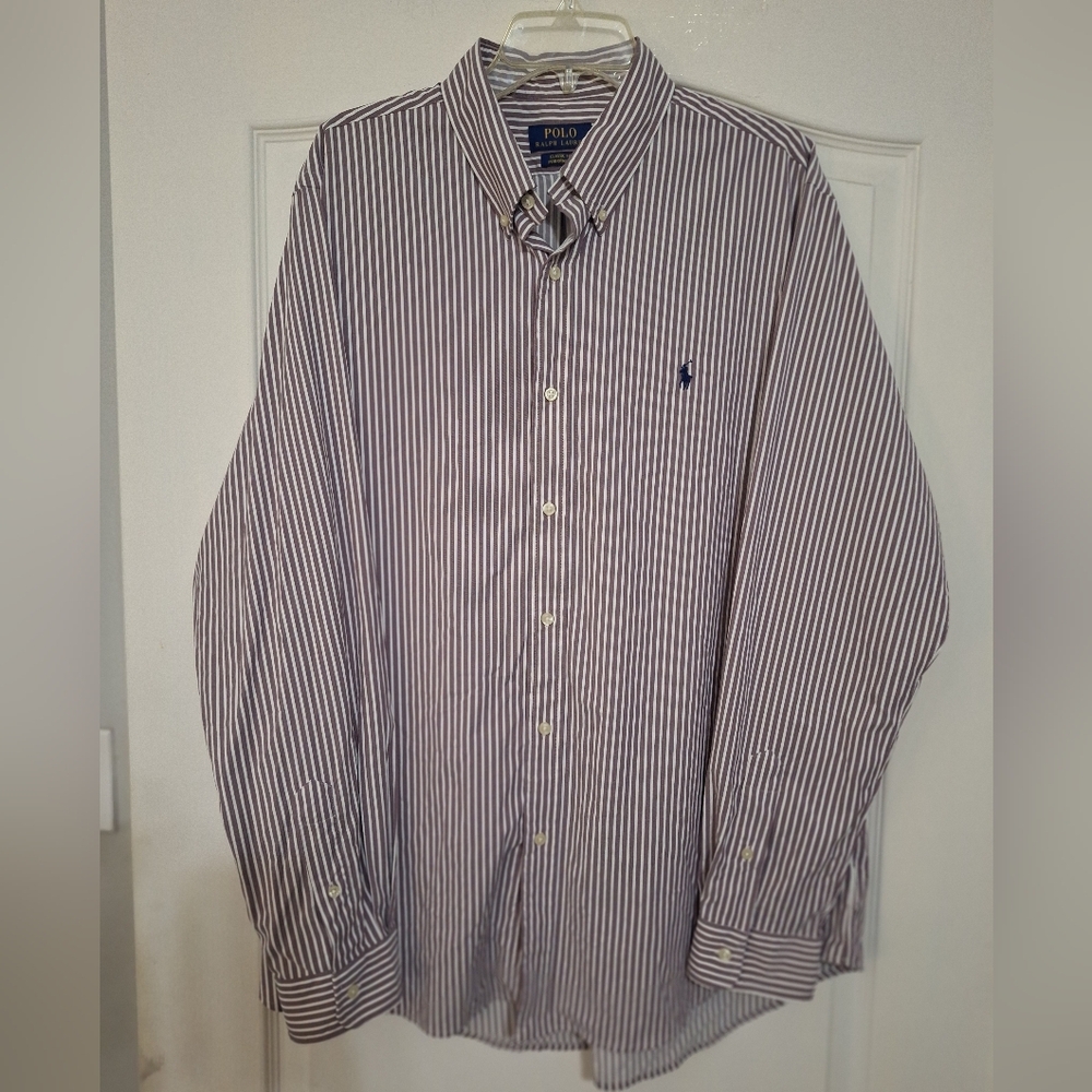 Polo Ralph Lauren Classic Fit Striped Performance Button Down Long Sleeve Shirt